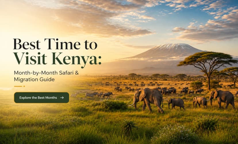 Elephants in Amboseli National Park during Kenya's dry safari season with Mount Kilimanjaro in the background.