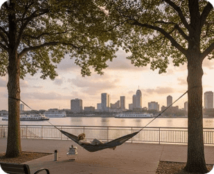 Relax at the Mississippi Riverfront